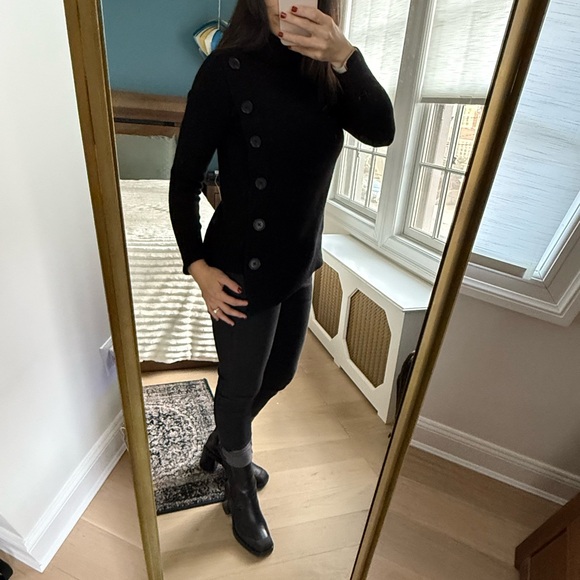 Women's Black Button-Detail Sweater - Picture 3 of 4